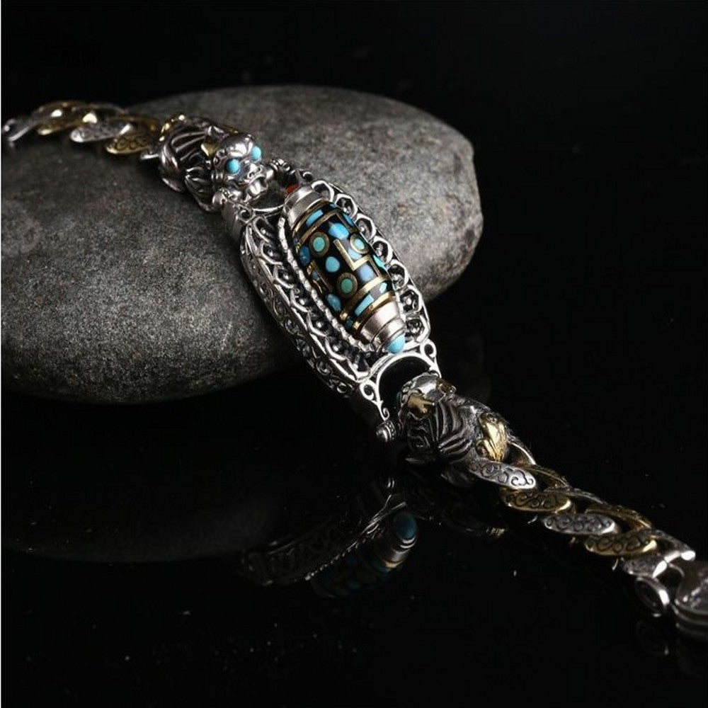 🎁Pulsera de cuentas Dzi de turquesa con mantra de seis caracteres y nueve ojos