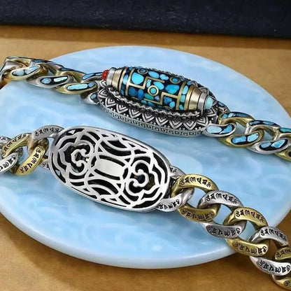 🎁Pulsera de cuentas Dzi de turquesa con mantra de seis caracteres y nueve ojos