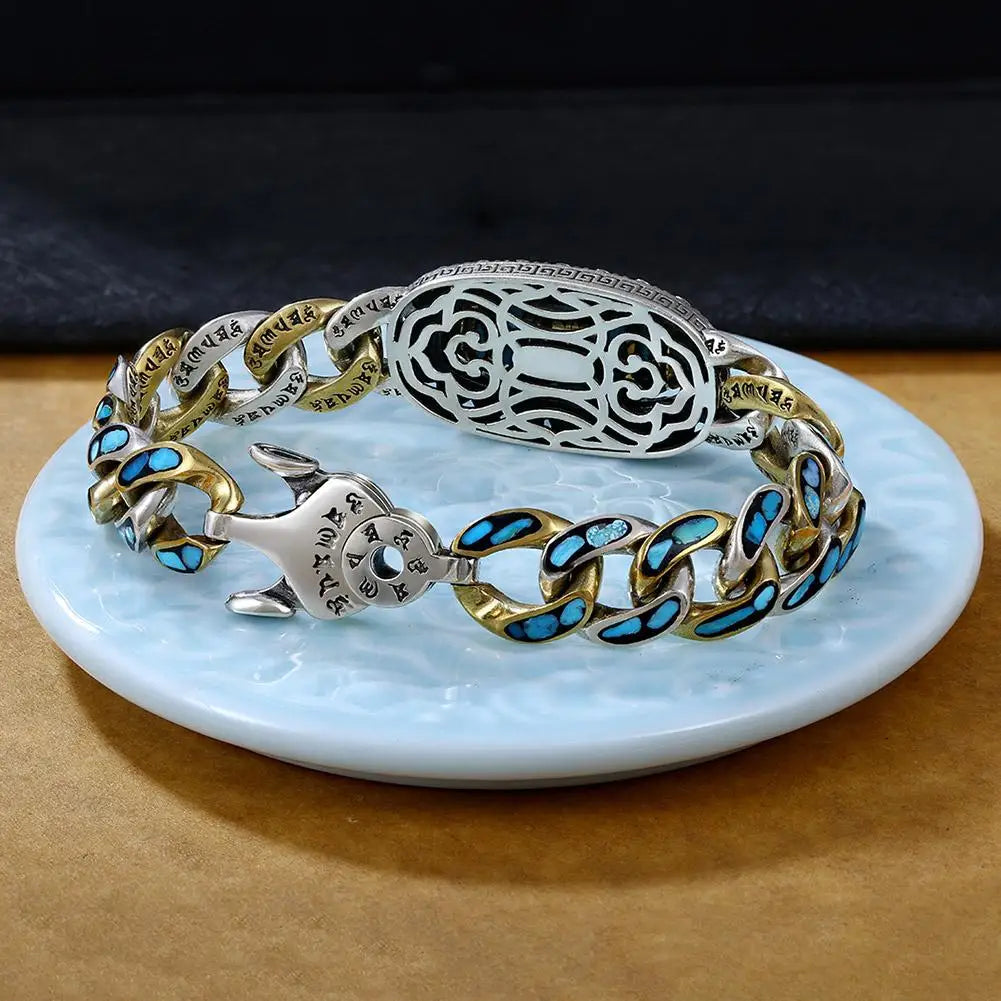 🎁Pulsera de cuentas Dzi de turquesa con mantra de seis caracteres y nueve ojos