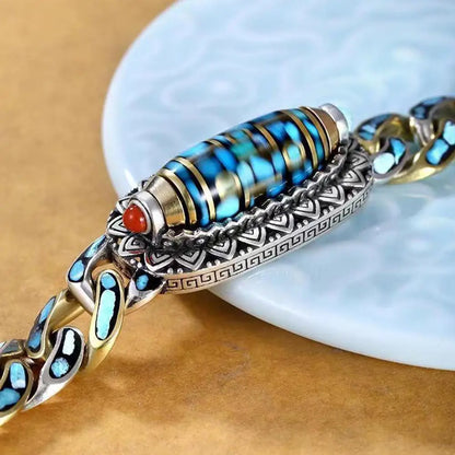 🎁Pulsera de cuentas Dzi de turquesa con mantra de seis caracteres y nueve ojos