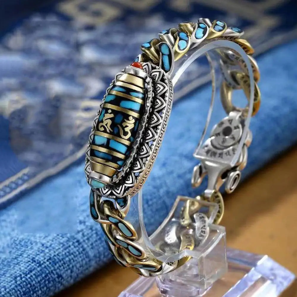 🎁Pulsera de cuentas Dzi de turquesa con mantra de seis caracteres y nueve ojos