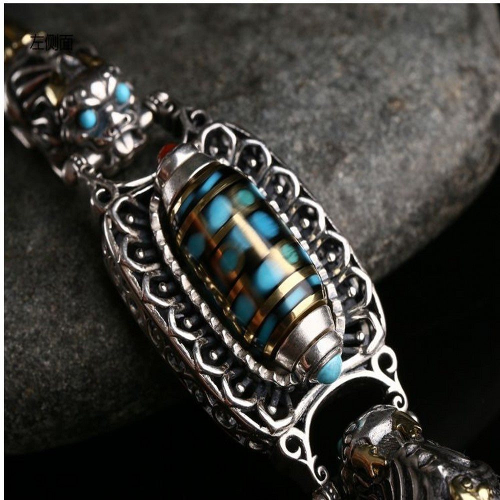 🎁Pulsera de cuentas Dzi de turquesa con mantra de seis caracteres y nueve ojos